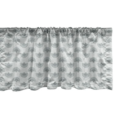 Ambesonne Geometric Window Valance, Japanese Fan Pattern, 54" X 18", Grey Beige