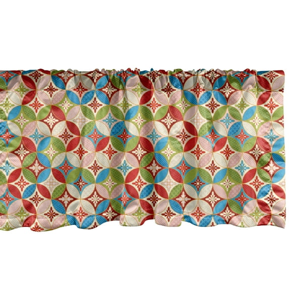 Ambesonne Geometric Window Valance, Japanese Interlocking, 54" X 18", Multicolor
