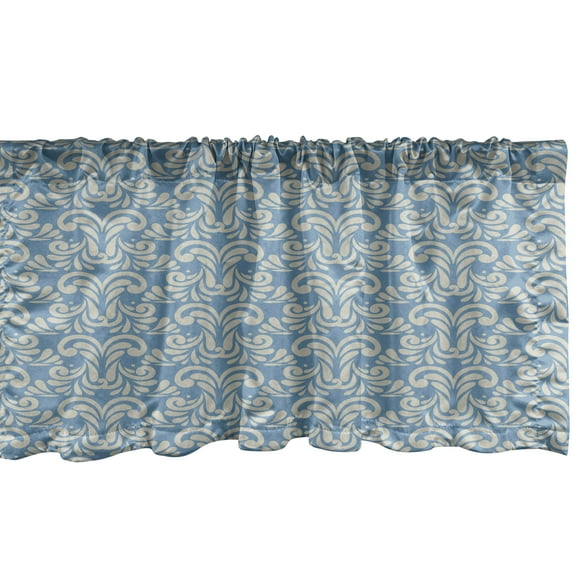 Ambesonne Geometric Window Valance, Modern Art Swirls, 54" X 18", Slate Blue Tan