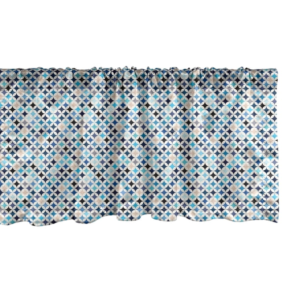 Ambesonne Geometric Window Valance, Modern Blue Circles, 54" X 18", Multicolor