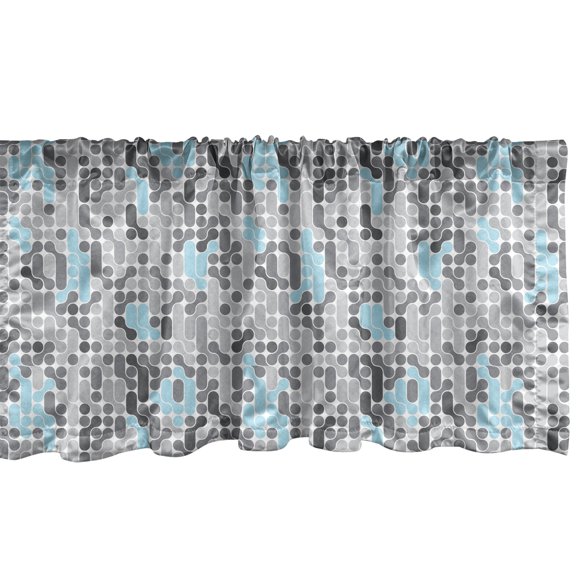 Ambesonne Geometric Window Valance, Modern Circular Maze, 54" X 18", Pale Blue Charcoal Grey