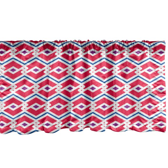 Ambesonne Geometric Window Valance, Modern Creative Symmetry, 54" X 18", Pink Multicolor