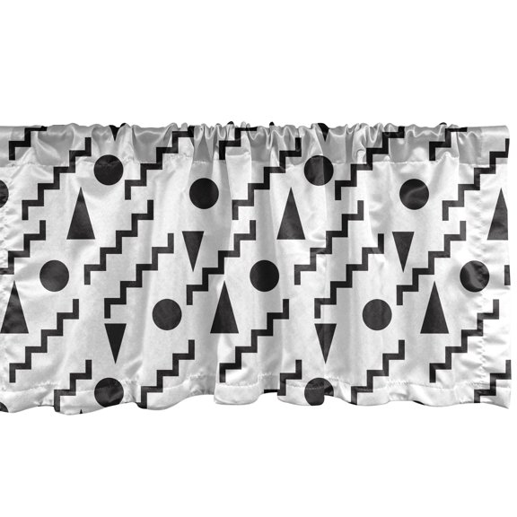 Ambesonne Geometric Window Valance, Modern Geometric Motifs, 42" x 12", Charcoal Grey White