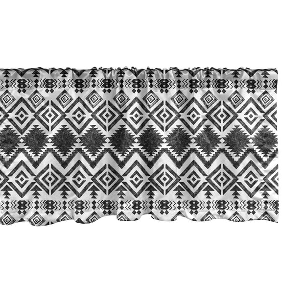 Ambesonne Geometric Window Valance, Modern Line Zig Zag, 42" x 18", Black and White