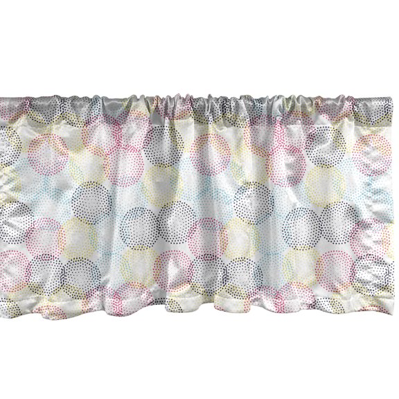 Ambesonne Geometric Window Valance, Modern Pointillism Rounds, 42" x 12", White and Multicolor