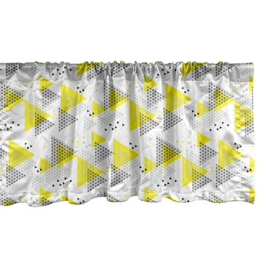 Ambesonne Geometric Window Valance, Modern Triangular Design, 54" X 18", Yellow Charcoal Grey