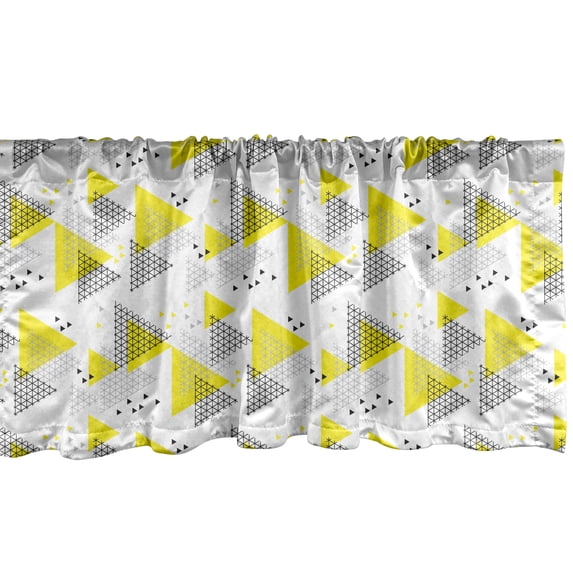 Ambesonne Geometric Window Valance, Modern Triangular Design, 54" X 18", Yellow Charcoal Grey