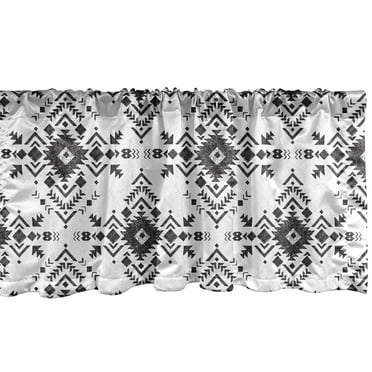Ambesonne Geometric Window Valance, Monochrome Shapes Zigzags, 54" X 18", Dark Taupe Grey White