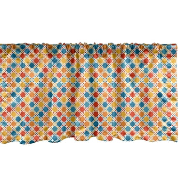 Ambesonne Geometric Window Valance, Moroccan Style Motifs, 54" X 18", Multicolor