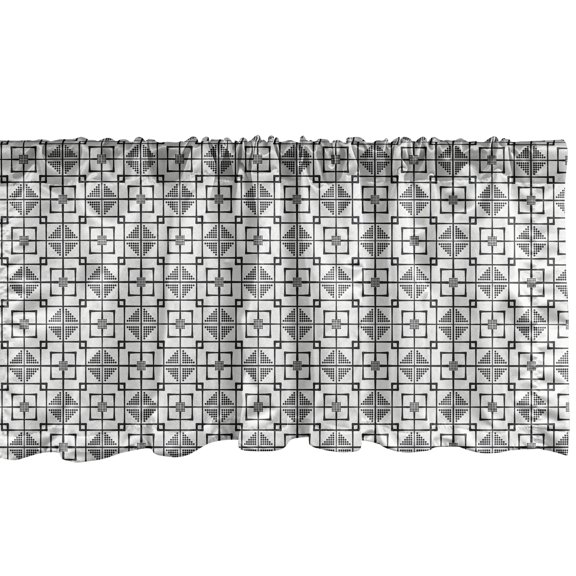 Ambesonne Geometric Window Valance, Mosaic Inspired Square, 42" x 12", Off White Charcoal Grey