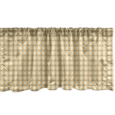 Ambesonne Geometric Window Valance, Nested Tribal Rhombuses, 54" X 18", Cream Apricot