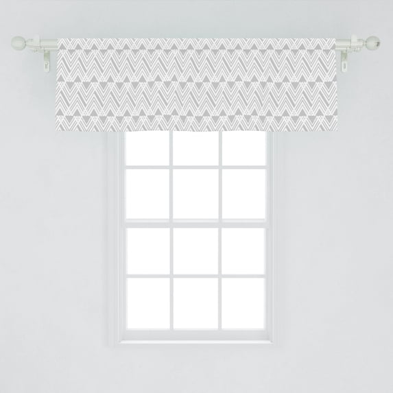 Ambesonne Geometric Window Valance, Neutral Triangles and Lines on Geometric Modern Design and Mosaic Style, Curtain Valance for Kitchen Bedroom Decor with Rod Pocket, 54" X 18", White and Pale Grey