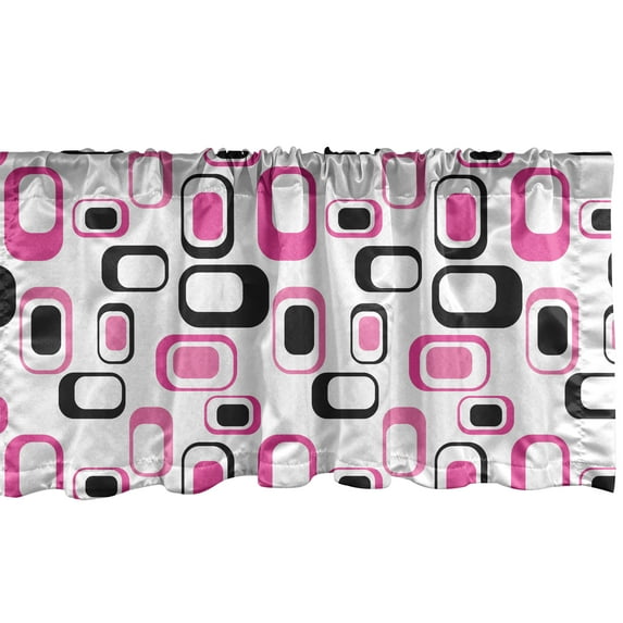 Ambesonne Geometric Window Valance, Old Fashioned Style, 54" X 18", Pink White Black