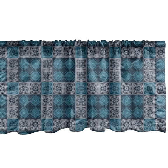 Ambesonne Geometric Window Valance, Old Floral Victorian, 54" X 12", Petrol Blue Pale Blue