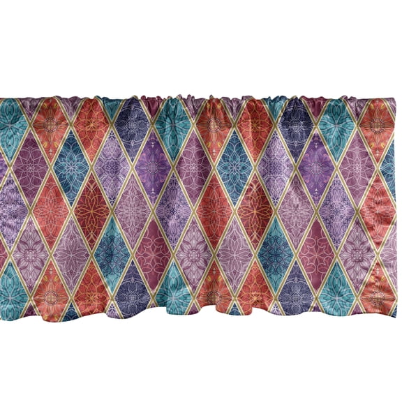 Ambesonne Geometric Window Valance, Oriental Rhombuses, 42" x 18", Multicolor