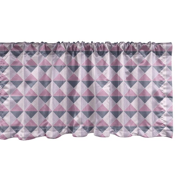 Ambesonne Geometric Window Valance, Ornamental Grid Pattern, 54" X 18", Purplegrey Pink Bluegrey