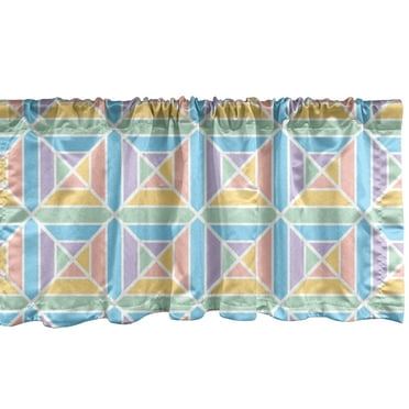 Ambesonne Geometric Window Valance, Pastel Tone Continuous Pattern with Colorful Geometrical Shapes Nursery Themed, Curtain Valance for Kitchen Bedroom Decor with Rod Pocket, 54" X 12", Multicolor