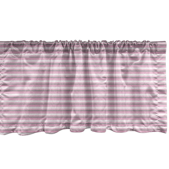 Ambesonne Geometric Window Valance, Pink Tones Stripes, 42" x 12", Pink Grey White