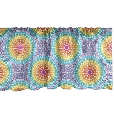 Ambesonne Geometric Window Valance, Rainbow Color Circles, 54" X 18", Multicolor