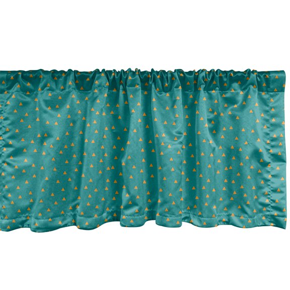 Ambesonne Geometric Window Valance, Randomly Arranged Triangles Pattern Abstract Composition of Shapes, Curtain Valance for Kitchen Bedroom Decor with Rod Pocket, 54" X 12", Pale Sea Green Orange