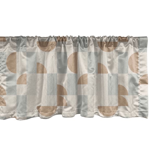 Ambesonne Geometric Window Valance, Rectangles Semicircles, 42" x 12", Dark Sand Brown and Grey