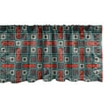 thumbnail image 1 of Ambesonne Geometric Window Valance, Repeated Squares Ornamental Abstract Pattern in Style Retro Mosaic, Curtain Valance for Kitchen Bedroom Decor with Rod Pocket, 54" X 18", Vermilion Teal, 1 of 2