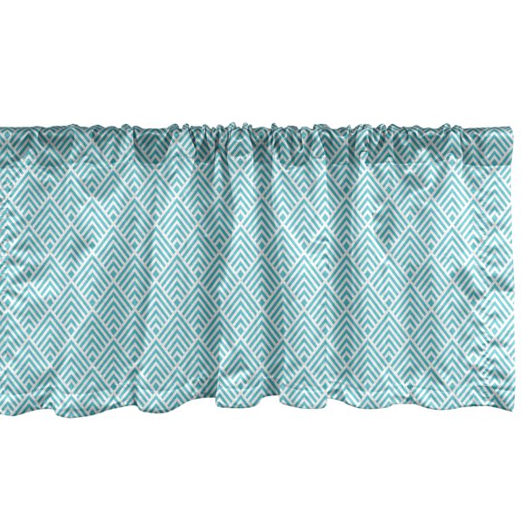 Ambesonne Geometric Window Valance, Repetitive Pattern with Overlap Halved Rhombuses Retro Inspired Image, Curtain Valance for Kitchen Bedroom Decor with Rod Pocket, 54" X 18", Deep Sky Blue White