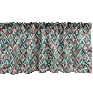 Ambesonne Geometric Window Valance, Retro Diamond Shape Motif, 54" X 18", Coral Dark Seafoam