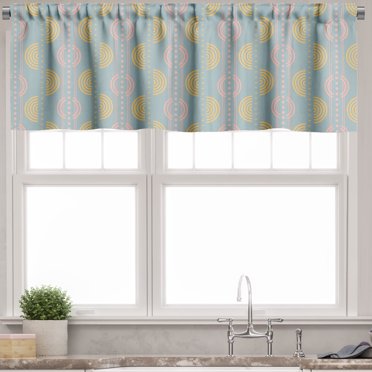 Ambesonne Geometric Window Valance, Retro Disco Style Design, 54" X 12", Pale Grey Pale Orange