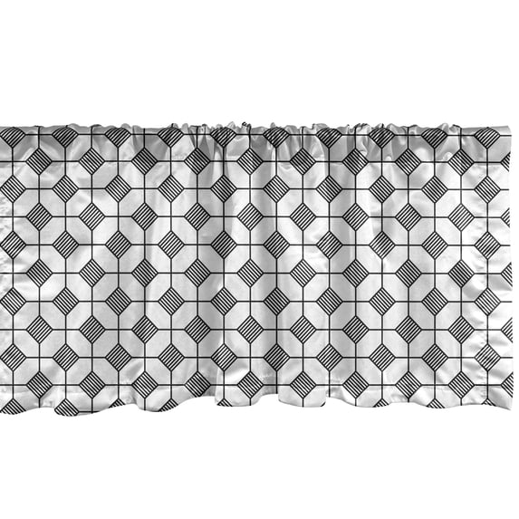 Ambesonne Geometric Window Valance, Simplistic Abstract Motif, 42" x 18", Dimgray White
