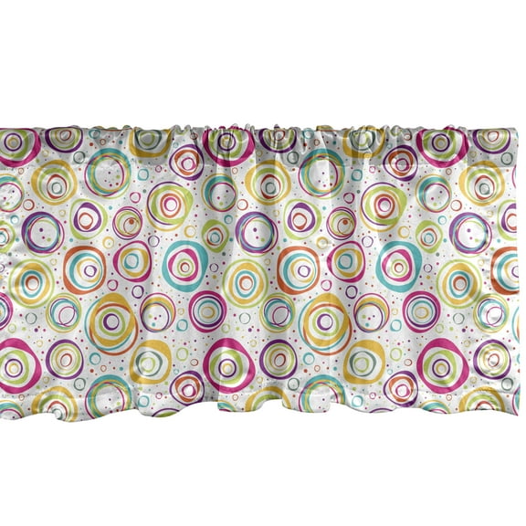 Ambesonne Geometric Window Valance, Spiral and Dots, 54" X 18", Multicolor