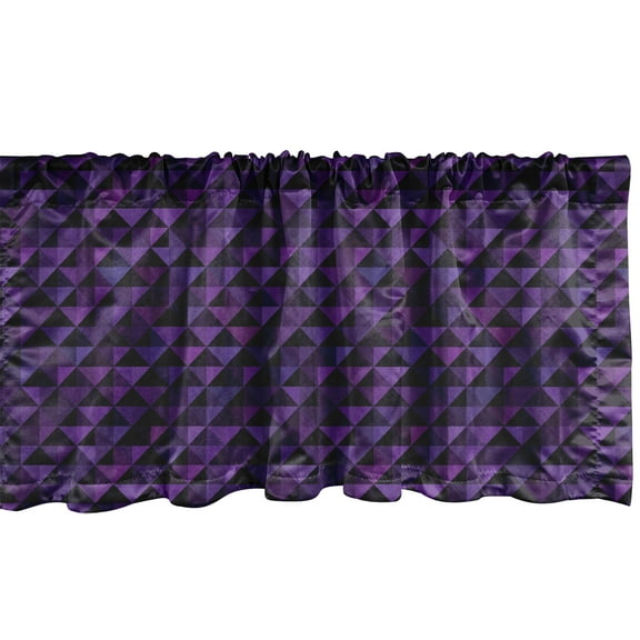 Ambesonne Geometric Window Valance, Squares and Triangles, 54" X 12", Purple Black