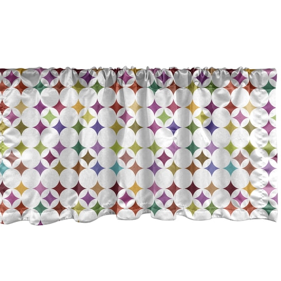 Ambesonne Geometric Window Valance, Star-Like Pattern Art, 42" x 12", Cinnamon Dark Magenta