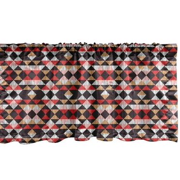Ambesonne Geometric Window Valance, Striped Boho Triangles, 54" X 18", Dark Maroon Vermilion