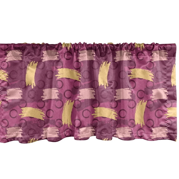 Ambesonne Geometric Window Valance, Strokes Drawn a Rough Brush with Colored Scribbles Abstract Art, Curtain Valance for Kitchen Bedroom Decor with Rod Pocket, 54" X 18", Pale Pink and Pale Fuchsia
