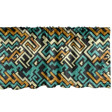 Ambesonne Geometric Window Valance, Surreal Future Lines, 54" X 12", Pale Yellow Turquoise