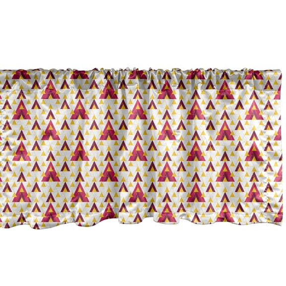 Ambesonne Geometric Window Valance, Symmetric Grid Triangles, 42" x 12", Ivory and Dark Coral
