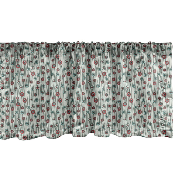 Ambesonne Geometric Window Valance, Thin Lines with Dots, 54" X 18", Brown Cream Seafoam