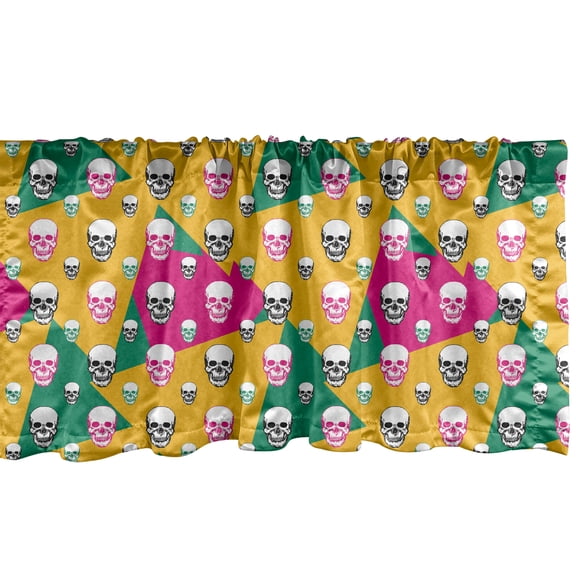 Ambesonne Geometric Window Valance, Triangle Head Bones, 54" X 18", Earth Yellow Jade Green