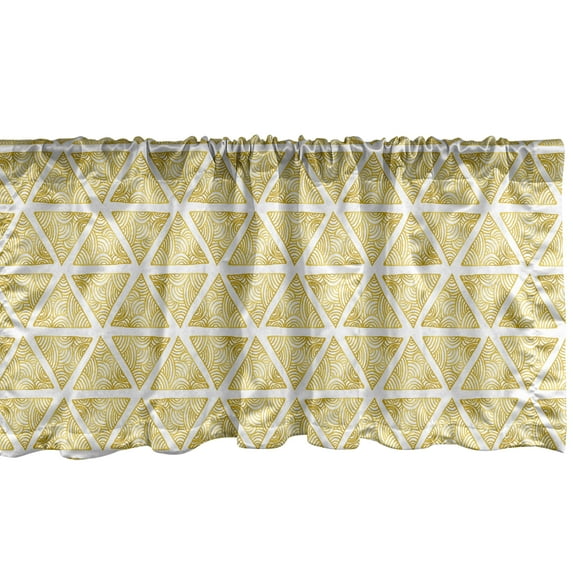 Ambesonne Geometric Window Valance, Triangles Arcs Doodle, 54" X 18", Pale Earth Yellow White