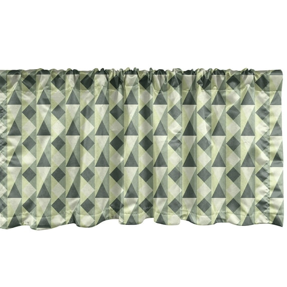 Ambesonne Geometric Window Valance, Triangles and Squares, 54" X 18", Pale Green Reseda Green