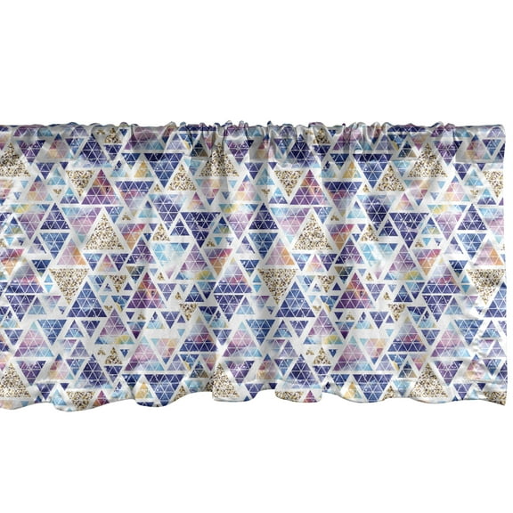Ambesonne Geometric Window Valance, Triangular Space Art, 42" x 12", Multicolor
