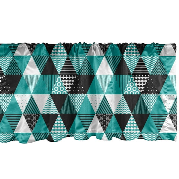 Ambesonne Geometric Window Valance, Cold Tones Triangle Print, 42" x 12", Seafoam and Grey