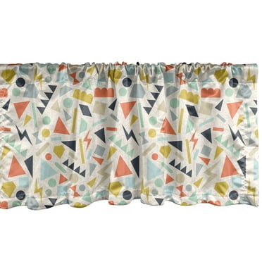 Ambesonne Geometric Window Valance, Various Shapes Abstract, 54" X 18", Multicolor