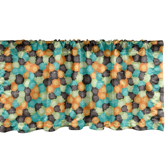 Ambesonne Geometric Window Valance, Vibrant Toned Circles, 54" X 12", Multicolor