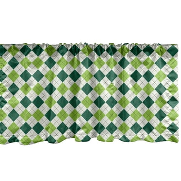 Ambesonne Geometric Window Valance, Vintage Diamond Line, 54" X 12", Lime Green Dark Green