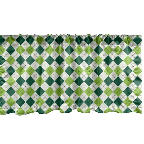 Ambesonne Geometric Window Valance, Vintage Diamond Line, 54" X 18", Lime Green Dark Green