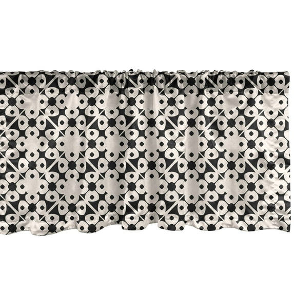 Ambesonne Geometric Window Valance, Vintage Oriental Design, 42" x 12", Champagne and Black