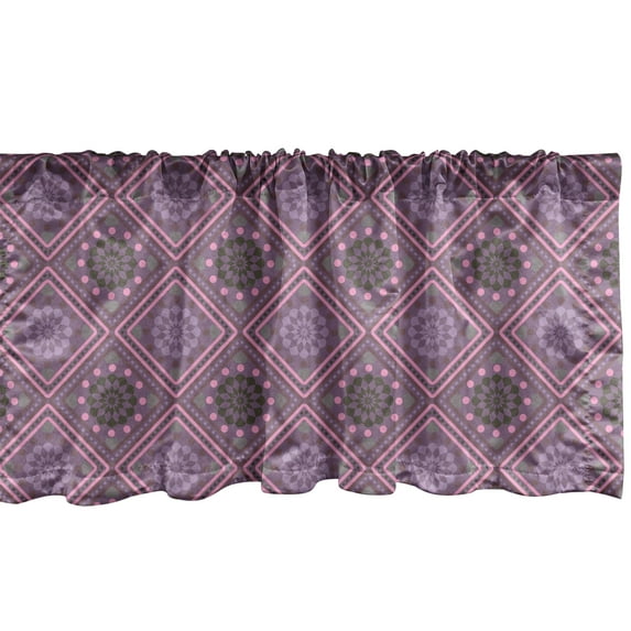 Ambesonne Geometric Window Valance, Violet Tone Squares Dots, 54" X 18", Pale Eggplant Pale Pink