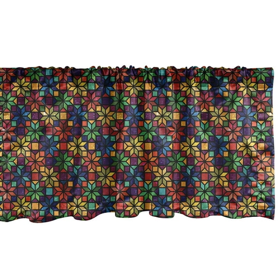 Ambesonne Geometric Window Valance, Window Glass Pattern, 54" X 12", Multicolor